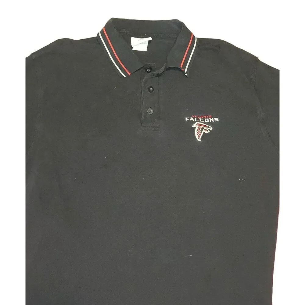 Atlanta Falcons NFL Men's Short Sleeve Black Red 3 Button Polo Shirt Size XL